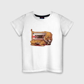 Детская футболка хлопок с принтом Вымершие виды в Петрозаводске, 100% хлопок | круглый вырез горловины, полуприлегающий силуэт, длина до линии бедер | Тематика изображения на принте: касета | кошка | тигр
