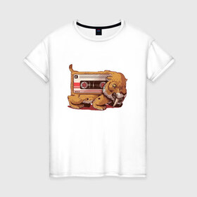 Женская футболка хлопок с принтом Вымершие виды в Петрозаводске, 100% хлопок | прямой крой, круглый вырез горловины, длина до линии бедер, слегка спущенное плечо | касета | кошка | тигр