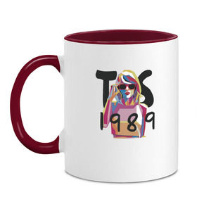 Кружка двухцветная с принтом Taylor Swift в Петрозаводске, керамика | объем — 330 мл, диаметр — 80 мм. Цветная ручка и кайма сверху, в некоторых цветах — вся внутренняя часть | тейлор элисон свифт