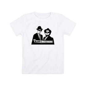 Детская футболка хлопок с принтом Братья блюз в Петрозаводске, 100% хлопок | круглый вырез горловины, полуприлегающий силуэт, длина до линии бедер | blues | jazz | the_blues_brothers