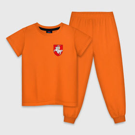 Детская пижама хлопок с принтом Пагоня (Погоня) в Петрозаводске, 100% хлопок |  брюки и футболка прямого кроя, без карманов, на брюках мягкая резинка на поясе и по низу штанин
 | 