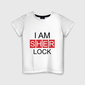 Детская футболка хлопок с принтом Шерлок (SHERLOCK) в Петрозаводске, 100% хлопок | круглый вырез горловины, полуприлегающий силуэт, длина до линии бедер | Тематика изображения на принте: 