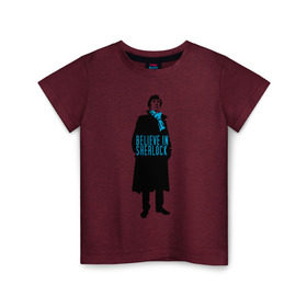 Детская футболка хлопок с принтом Шерлок (SHERLOCK) в Петрозаводске, 100% хлопок | круглый вырез горловины, полуприлегающий силуэт, длина до линии бедер | Тематика изображения на принте: «шерлок» | также известен как «шерлок холмс»  британский телесериалsherlock | шерлок