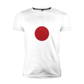 Мужская футболка премиум с принтом Япония минимализм в Петрозаводске, 92% хлопок, 8% лайкра | приталенный силуэт, круглый вырез ворота, длина до линии бедра, короткий рукав | Тематика изображения на принте: круг | минимализм | японский флагяпония