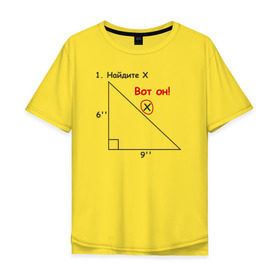 Мужская футболка хлопок Oversize с принтом Найдите Х в Петрозаводске, 100% хлопок | свободный крой, круглый ворот, “спинка” длиннее передней части | найдите х математика math x