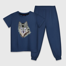 Детская пижама хлопок с принтом Волк в Петрозаводске, 100% хлопок |  брюки и футболка прямого кроя, без карманов, на брюках мягкая резинка на поясе и по низу штанин
 | волк | волкволчёнок | рисованный волк | серый волк