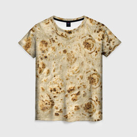 Женская футболка 3D с принтом Лаваш в Петрозаводске, 100% полиэфир ( синтетическое хлопкоподобное полотно) | прямой крой, круглый вырез горловины, длина до линии бедер | еда | лаваш | прикол | прикольные | хлеб