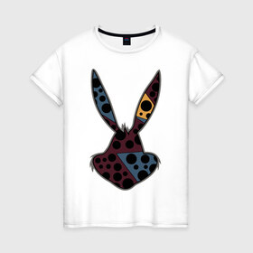 Женская футболка хлопок с принтом Ушастый кролик в Петрозаводске, 100% хлопок | прямой крой, круглый вырез горловины, длина до линии бедер, слегка спущенное плечо | 