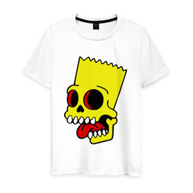 Мужская футболка хлопок с принтом Барт Симпсон. Зомби в Петрозаводске, 100% хлопок | прямой крой, круглый вырез горловины, длина до линии бедер, слегка спущенное плечо. | Тематика изображения на принте: зомби