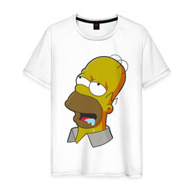 Мужская футболка хлопок с принтом Simpsons в Петрозаводске, 100% хлопок | прямой крой, круглый вырез горловины, длина до линии бедер, слегка спущенное плечо. | simpsons donut brain симпсон гомер homer
