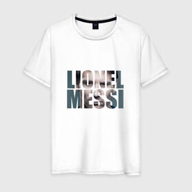 Мужская футболка хлопок с принтом Lionel Messi face в Петрозаводске, 100% хлопок | прямой крой, круглый вырез горловины, длина до линии бедер, слегка спущенное плечо. | месси