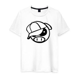 Мужская футболка хлопок с принтом SUBARY PIG в Петрозаводске, 100% хлопок | прямой крой, круглый вырез горловины, длина до линии бедер, слегка спущенное плечо. | subary pig субару