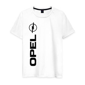 Мужская футболка хлопок с принтом OPEL в Петрозаводске, 100% хлопок | прямой крой, круглый вырез горловины, длина до линии бедер, слегка спущенное плечо. | opel опель