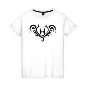 Женская футболка хлопок с принтом honda logo в Петрозаводске, 100% хлопок | прямой крой, круглый вырез горловины, длина до линии бедер, слегка спущенное плечо | honda logo хонда