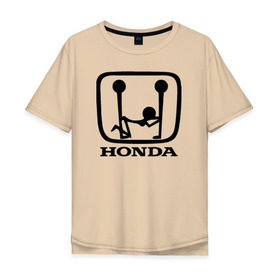 Мужская футболка хлопок Oversize с принтом Honda Logo Sexy в Петрозаводске, 100% хлопок | свободный крой, круглый ворот, “спинка” длиннее передней части | 