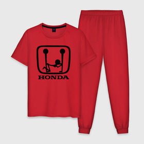 Мужская пижама хлопок с принтом Honda Logo Sexy в Петрозаводске, 100% хлопок | брюки и футболка прямого кроя, без карманов, на брюках мягкая резинка на поясе и по низу штанин
 | Тематика изображения на принте: 