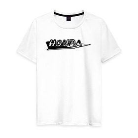 Мужская футболка хлопок с принтом Honda custom logo в Петрозаводске, 100% хлопок | прямой крой, круглый вырез горловины, длина до линии бедер, слегка спущенное плечо. | honda custom logo хонда