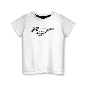 Детская футболка хлопок с принтом ford mustang в Петрозаводске, 100% хлопок | круглый вырез горловины, полуприлегающий силуэт, длина до линии бедер | Тематика изображения на принте: ford mustang форд
