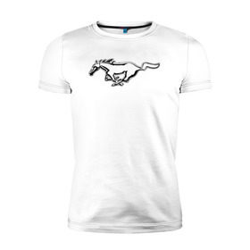 Мужская футболка премиум с принтом ford mustang в Петрозаводске, 92% хлопок, 8% лайкра | приталенный силуэт, круглый вырез ворота, длина до линии бедра, короткий рукав | ford mustang форд