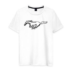 Мужская футболка хлопок с принтом ford mustang в Петрозаводске, 100% хлопок | прямой крой, круглый вырез горловины, длина до линии бедер, слегка спущенное плечо. | ford mustang форд