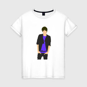 Женская футболка хлопок с принтом Никита Киоссе (Mband) в Петрозаводске, 100% хлопок | прямой крой, круглый вырез горловины, длина до линии бедер, слегка спущенное плечо | mband | группа | она вернется