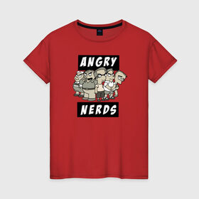 Женская футболка хлопок с принтом Angry Nerds в Петрозаводске, 100% хлопок | прямой крой, круглый вырез горловины, длина до линии бедер, слегка спущенное плечо | Тематика изображения на принте: angry nerds simpsons симпсоны нерд angry bird