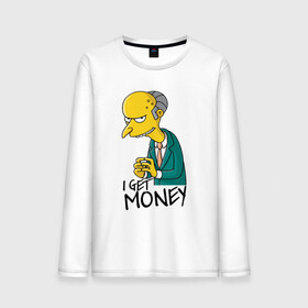 Мужской лонгслив хлопок с принтом Mr Burns get money в Петрозаводске, 100% хлопок |  | Тематика изображения на принте: get | i | money | simpsons