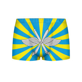 Мужские трусы 3D с принтом Флаг ВВС в Петрозаводске, 50% хлопок, 50% полиэстер | классическая посадка, на поясе мягкая тканевая резинка | Тематика изображения на принте: авиатор | авиация | герб | летчику