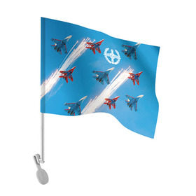 Флаг для автомобиля с принтом Самолеты в Петрозаводске, 100% полиэстер | Размер: 30*21 см | авиатор | авиация | ввс | герб | летчику | небо | самолет