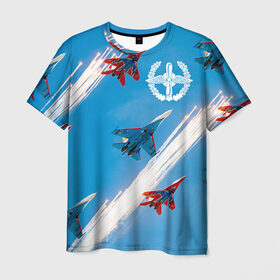 Мужская футболка 3D с принтом Самолеты в Петрозаводске, 100% полиэфир | прямой крой, круглый вырез горловины, длина до линии бедер | авиатор | авиация | ввс | герб | летчику | небо | самолет