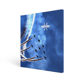 Холст квадратный с принтом Самолеты в небе в Петрозаводске, 100% ПВХ |  | авиатор | авиация | ввс | герб | летчику | небо | самолет | флаг
