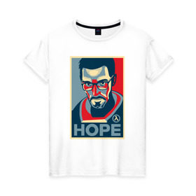 Женская футболка хлопок с принтом Half-Life HOPE в Петрозаводске, 100% хлопок | прямой крой, круглый вырез горловины, длина до линии бедер, слегка спущенное плечо | half life | hl | mr.freeman | мистер фрим | надежда на hl3hope | халф лайф