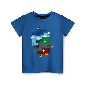 Детская футболка хлопок с принтом Minecraft world в Петрозаводске, 100% хлопок | круглый вырез горловины, полуприлегающий силуэт, длина до линии бедер | Тематика изображения на принте: майнкрафт | мир