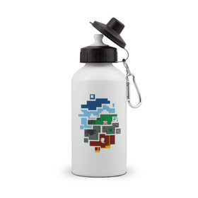 Бутылка спортивная с принтом Minecraft world в Петрозаводске, металл | емкость — 500 мл, в комплекте две пластиковые крышки и карабин для крепления | Тематика изображения на принте: майнкрафт | мир