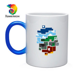 Кружка хамелеон с принтом Minecraft world в Петрозаводске, керамика | меняет цвет при нагревании, емкость 330 мл | майнкрафт | мир