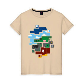 Женская футболка хлопок с принтом Minecraft world в Петрозаводске, 100% хлопок | прямой крой, круглый вырез горловины, длина до линии бедер, слегка спущенное плечо | майнкрафт | мир
