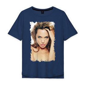 Мужская футболка хлопок Oversize с принтом Анджелина Джоли в Петрозаводске, 100% хлопок | свободный крой, круглый ворот, “спинка” длиннее передней части | angelina jolie | анджелина джоли | кинозвезда