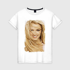 Женская футболка хлопок с принтом Бритни Спирс в Петрозаводске, 100% хлопок | прямой крой, круглый вырез горловины, длина до линии бедер, слегка спущенное плечо | britney spears | бритни спирс | звезда | певица