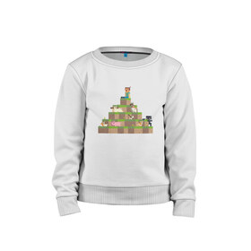 Детский свитшот хлопок с принтом Вершина холма в Minecraft в Петрозаводске, 100% хлопок | круглый вырез горловины, эластичные манжеты, пояс и воротник | minecraft | майнкрафт | холм на котором сидят различные мобы из игры minecraftкубы