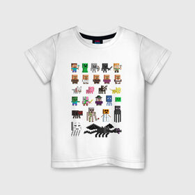 Детская футболка хлопок с принтом Мобы Minecraft в Петрозаводске, 100% хлопок | круглый вырез горловины, полуприлегающий силуэт, длина до линии бедер | крипер