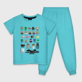 Детская пижама хлопок с принтом Мобы Minecraft в Петрозаводске, 100% хлопок |  брюки и футболка прямого кроя, без карманов, на брюках мягкая резинка на поясе и по низу штанин
 | Тематика изображения на принте: крипер