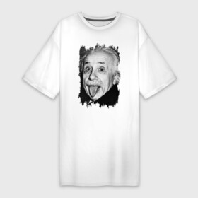 Платье-футболка хлопок с принтом Энштейн показывает язык в Петрозаводске,  |  | albert einstein | альберт энштейн | учёный | физика