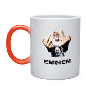 Кружка хамелеон с принтом Eminem Fuck в Петрозаводске, керамика | меняет цвет при нагревании, емкость 330 мл | Тематика изображения на принте: marshal mathers | rap | slim shady