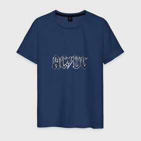 Мужская футболка хлопок с принтом AC DC Chrome в Петрозаводске, 100% хлопок | прямой крой, круглый вырез горловины, длина до линии бедер, слегка спущенное плечо. | ac dc