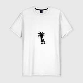 Мужская футболка премиум с принтом Los Angeles palm в Петрозаводске, 92% хлопок, 8% лайкра | приталенный силуэт, круглый вырез ворота, длина до линии бедра, короткий рукав | angeles | la | los | анджелес | ла | лос