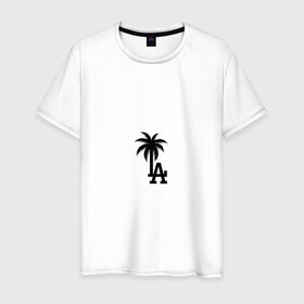 Мужская футболка хлопок с принтом Los Angeles palm в Петрозаводске, 100% хлопок | прямой крой, круглый вырез горловины, длина до линии бедер, слегка спущенное плечо. | angeles | la | los | анджелес | ла | лос
