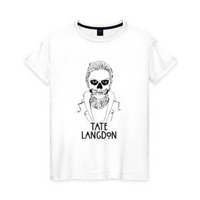 Женская футболка хлопок с принтом Tate Langdon в Петрозаводске, 100% хлопок | прямой крой, круглый вырез горловины, длина до линии бедер, слегка спущенное плечо | american | horror | story | американкая | история