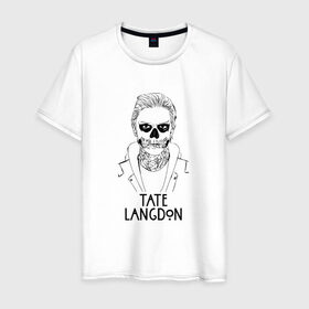 Мужская футболка хлопок с принтом Tate Langdon в Петрозаводске, 100% хлопок | прямой крой, круглый вырез горловины, длина до линии бедер, слегка спущенное плечо. | american | horror | story | американкая | история