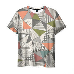 Мужская футболка 3D с принтом Геометрия в Петрозаводске, 100% полиэфир | прямой крой, круглый вырез горловины, длина до линии бедер | геометрия | текстура | фигура | фон