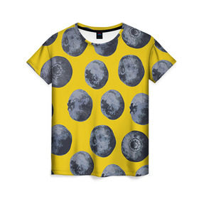Женская футболка 3D с принтом Ягоды в Петрозаводске, 100% полиэфир ( синтетическое хлопкоподобное полотно) | прямой крой, круглый вырез горловины, длина до линии бедер | еда | черника | ягода